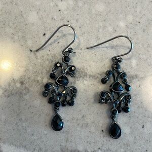 Black chandelier drop earrings